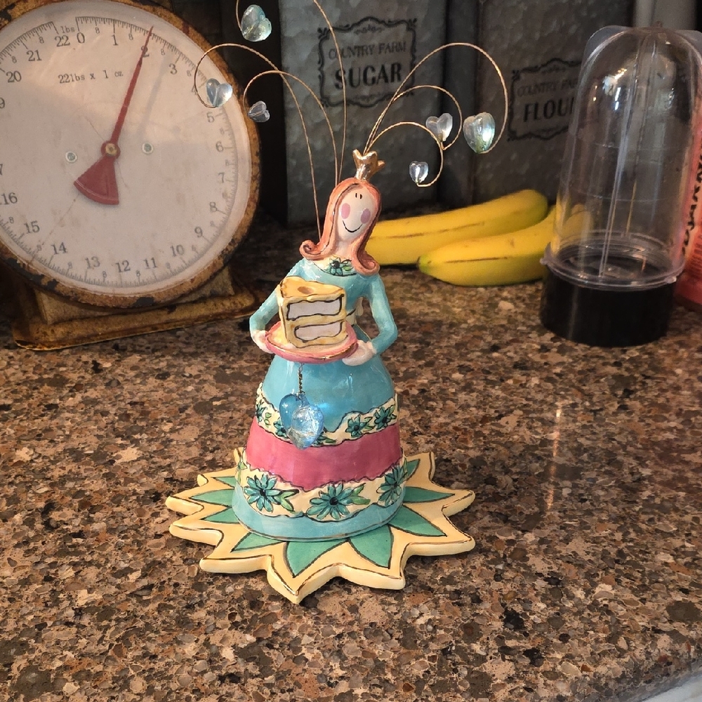 December Birthday Girl By Clay Works Colorful Ceramic Figurine with Heart